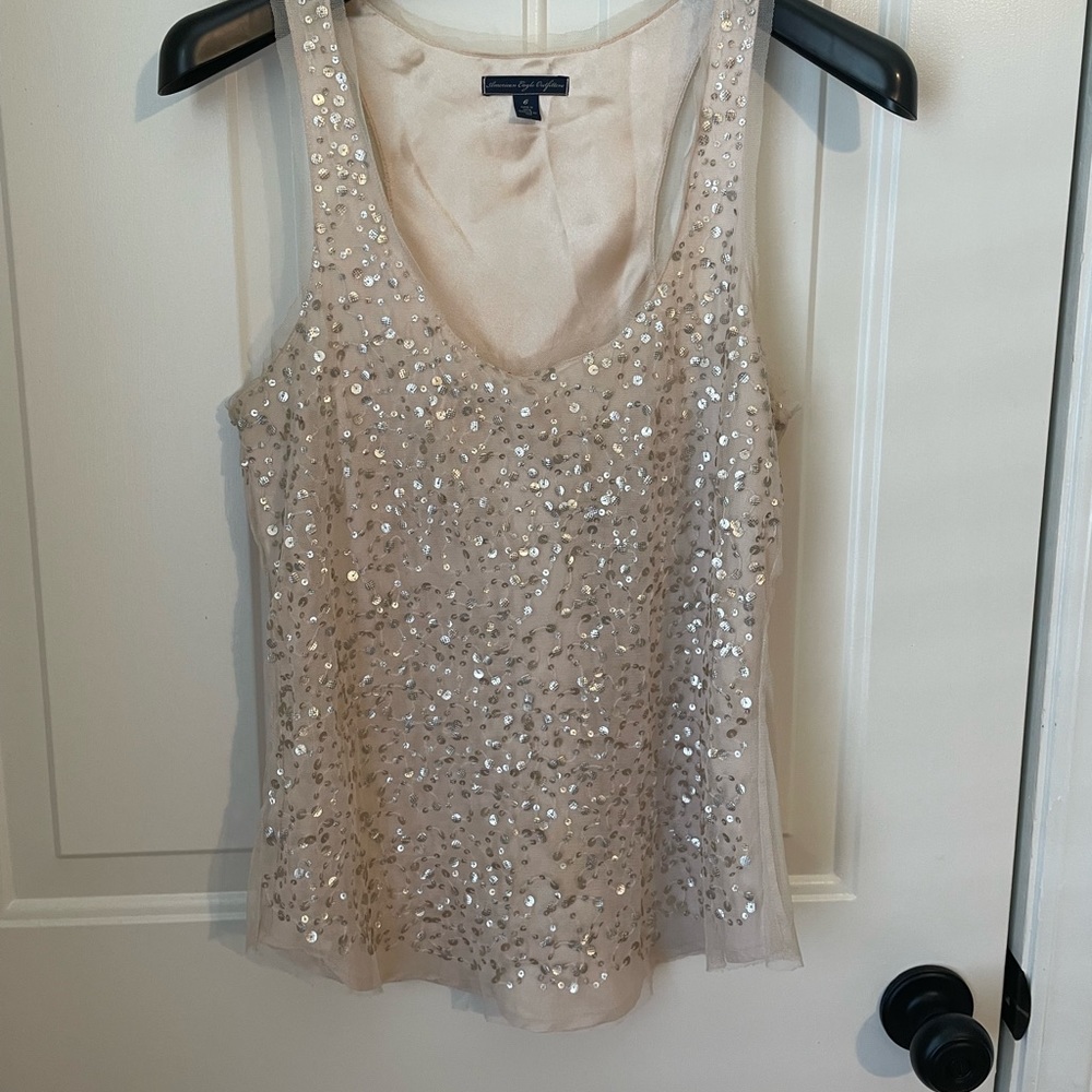 American Eagle Blush sparkle tank size 6